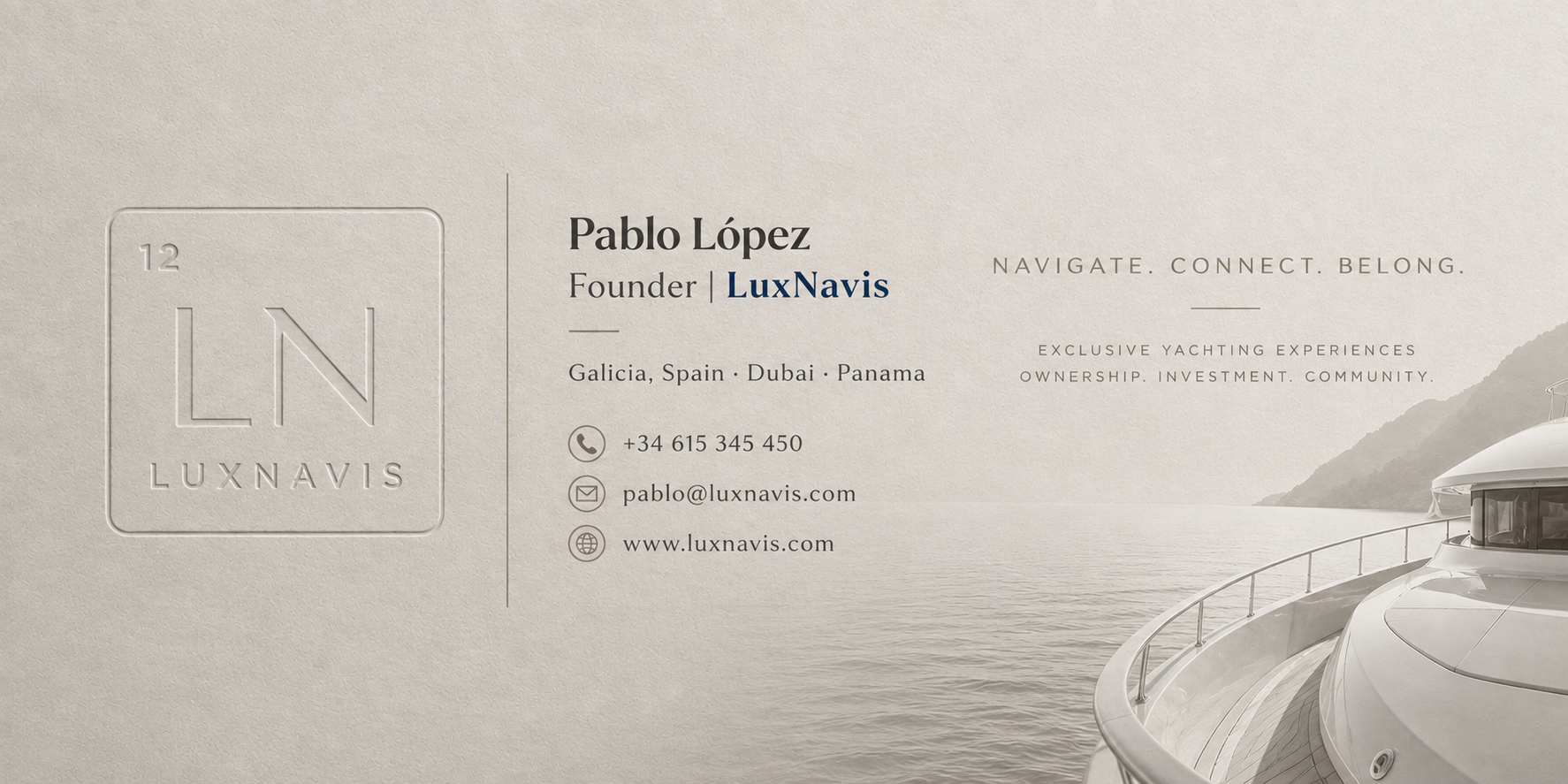 LuxNavis signature and contact card